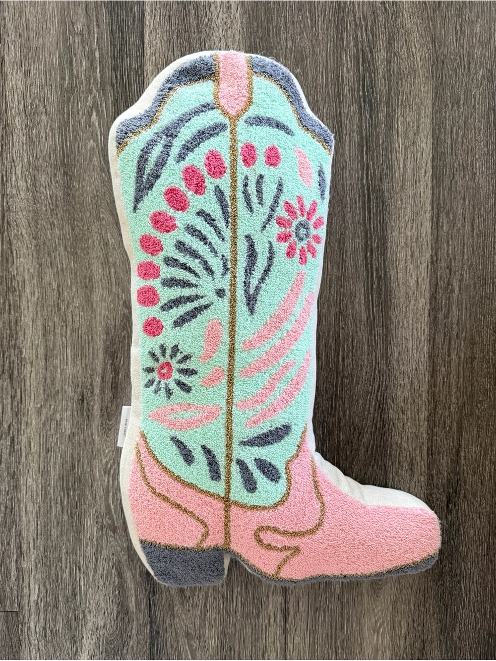 Isaac Mizrahi Pink and Mint Cowboy Boot Pillow